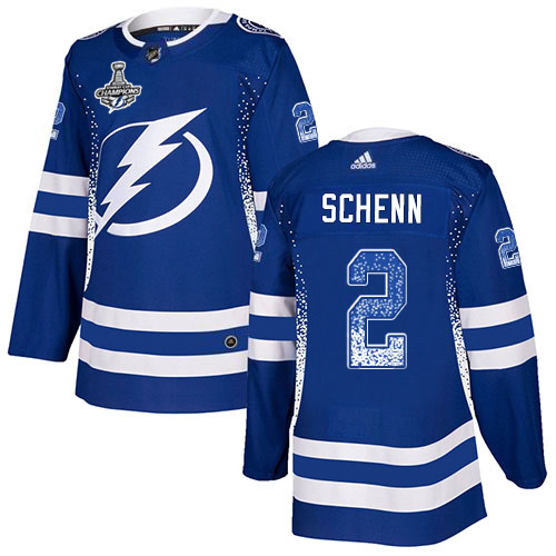 Adidas Tampa Bay Lightning Men #2 Luke Schenn Blue Home Authentic Drift Fashion 2020 Stanley Cup Champions Stitched NHL Jersey